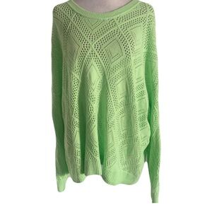 Torrid Women’s Size 3/22-24 Light Neon Green Open Knit Sweater Top Spring Summer
